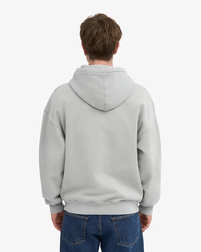 Sweat à capuche oversize zippé bio - Gris délavé