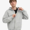 Sweat à capuche oversize zippé bio - Gris délavé