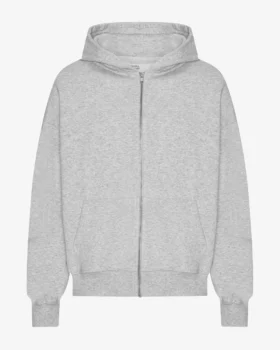 Sweat à capuche oversize zippé bio - Mélange neige