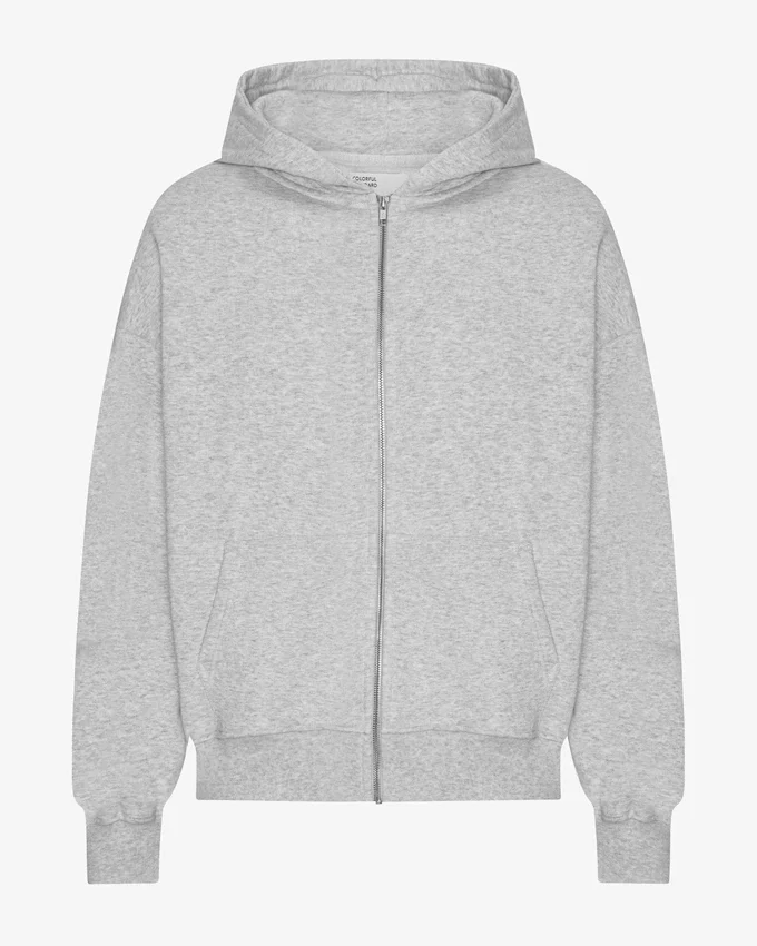 Sweat à capuche oversize zippé bio - Mélange neige