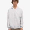 Sweat à capuche oversize zippé bio - Mélange neige