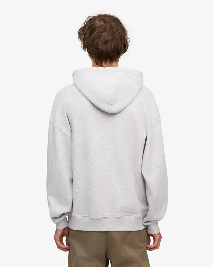 Sweat à capuche oversize zippé bio - Mélange neige