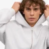 Sweat à capuche oversize zippé bio - Mélange neige