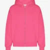 Sweat à capuche oversize zippé bio - Rose bubble-gum