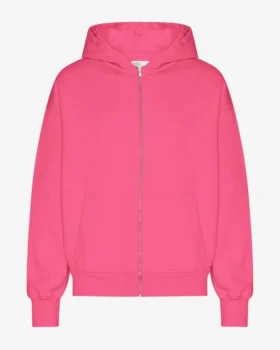 Sweat à capuche oversize zippé bio - Rose bubble-gum