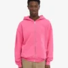 Sweat à capuche oversize zippé bio - Rose bubble-gum
