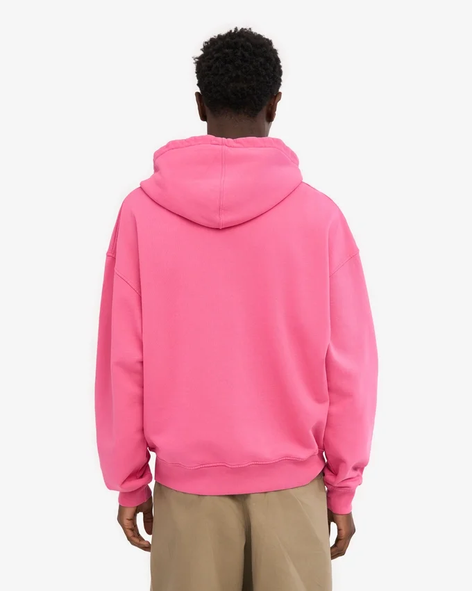 Sweat à capuche oversize zippé bio - Rose bubble-gum