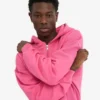 Sweat à capuche oversize zippé bio - Rose bubble-gum