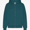 Sweat à capuche oversize zippé bio - Vert océan