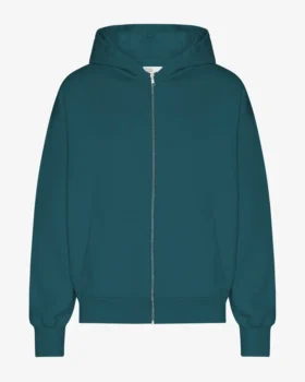 Sweat à capuche oversize zippé bio - Vert océan