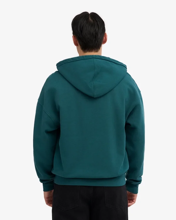 Sweat à capuche oversize zippé bio - Vert océan