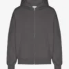 Sweat à capuche oversize zippé en coton bio - Gris lave