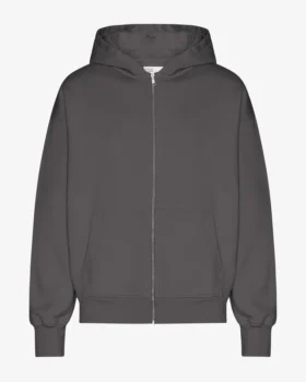Sweat à capuche oversize zippé en coton bio - Gris lave