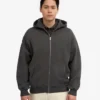 Sweat à capuche oversize zippé en coton bio - Gris lave