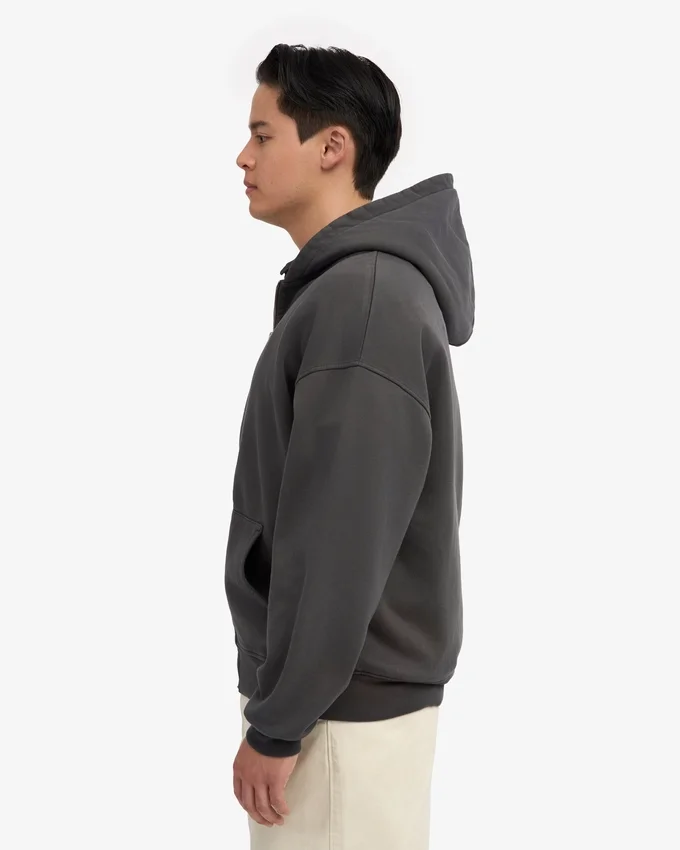 Sweat à capuche oversize zippé en coton bio - Gris lave
