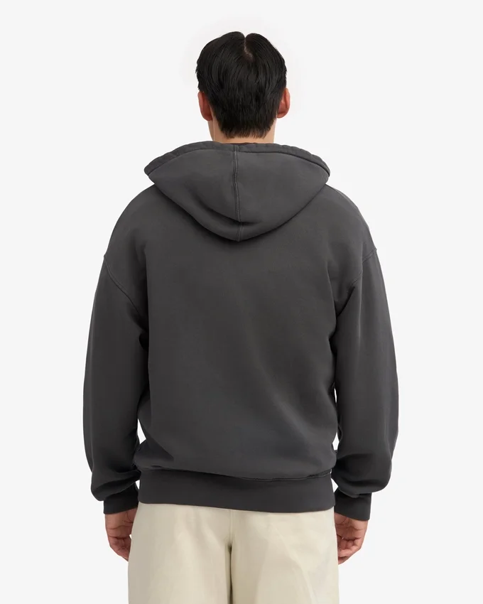 Sweat à capuche oversize zippé en coton bio - Gris lave