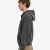 Sweat à capuche oversize zippé en coton bio - Noir délavé