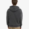 Sweat à capuche oversize zippé en coton bio - Noir délavé