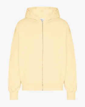 Sweat à capuche zippé oversize en coton bio - Jaune pâle
