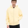 Sweat à capuche zippé oversize en coton bio - Jaune pâle