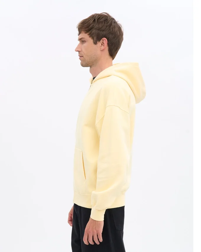 Sweat à capuche zippé oversize en coton bio - Jaune pâle