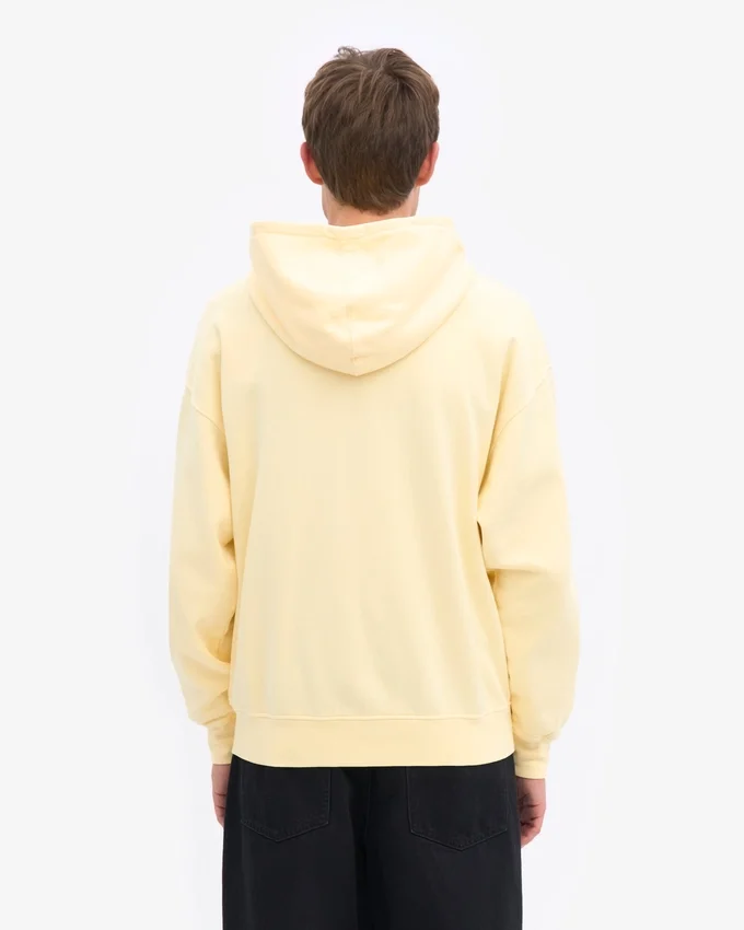 Sweat à capuche zippé oversize en coton bio - Jaune pâle
