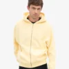Sweat à capuche zippé oversize en coton bio - Jaune pâle