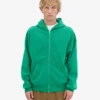Sweat à capuche zippé oversize en coton bio - Vert Kelly