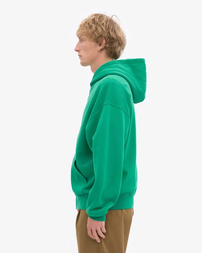 Sweat à capuche zippé oversize en coton bio - Vert Kelly