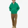 Sweat à capuche zippé oversize en coton bio - Vert Kelly