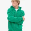 Sweat à capuche zippé oversize en coton bio - Vert Kelly