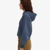 Sweat court à capuche zippé en coton bio - Bleu pétrole