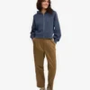 Sweat court à capuche zippé en coton bio - Bleu pétrole