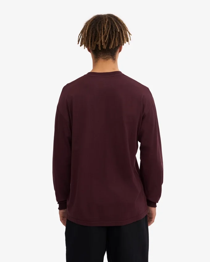 T-shirt bio à manches longues oversize - Rouge sang de bœuf