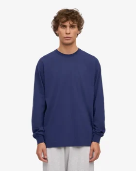 T-shirt bio oversize à manches longues – Bleu marine