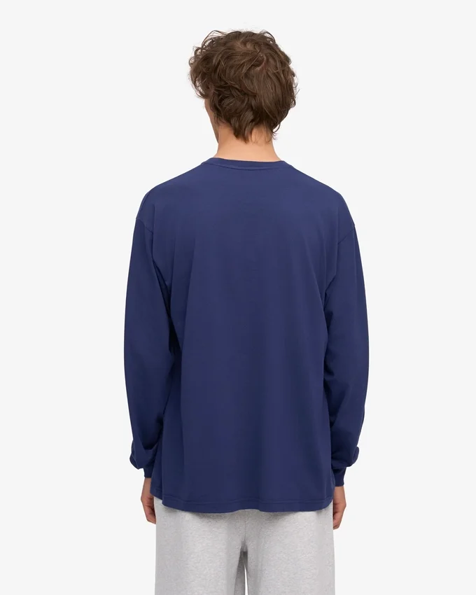 T-shirt bio oversize à manches longues - Bleu marine