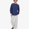T-shirt bio oversize à manches longues - Bleu marine