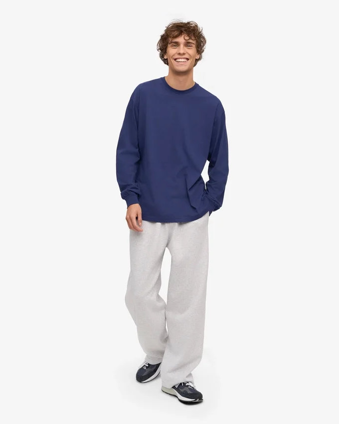 T-shirt bio oversize à manches longues - Bleu marine