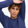 T-shirt bio oversize à manches longues - Bleu marine