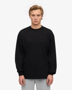 T-shirt bio oversize à manches longues – Noir profond
