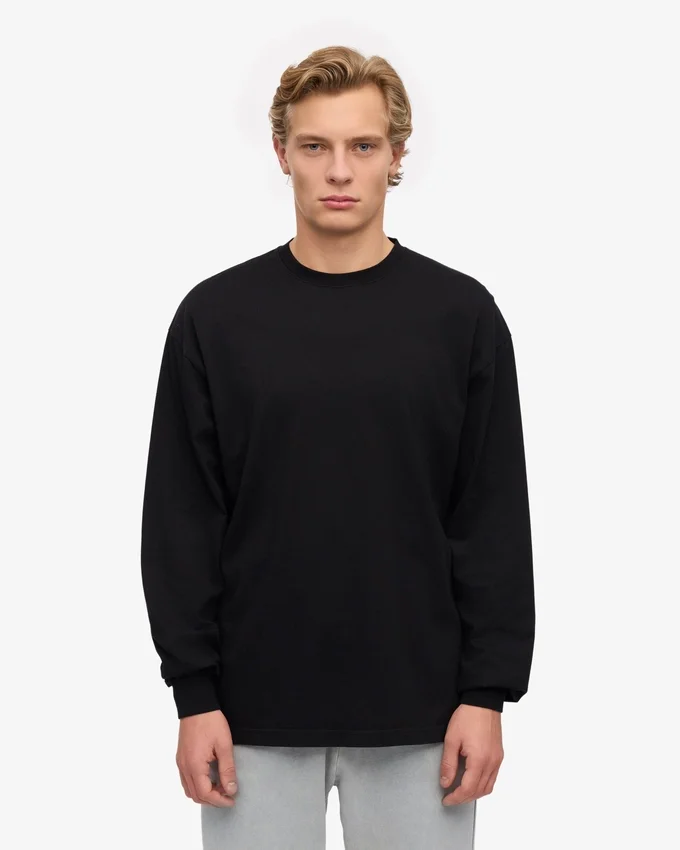 T-shirt bio oversize à manches longues - Noir profond