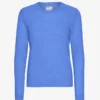 T-shirt à col rond en laine mérinos légère pour femme - Bleu Pacifique