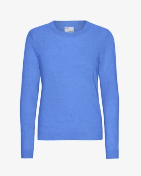 T-shirt à col rond en laine mérinos légère pour femme - Bleu Pacifique