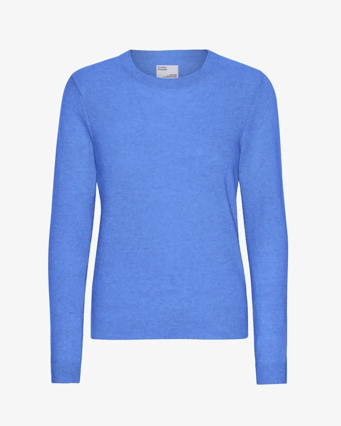 T-shirt à col rond en laine mérinos légère pour femme - Bleu Pacifique