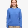 T-shirt à col rond en laine mérinos légère pour femme - Bleu Pacifique