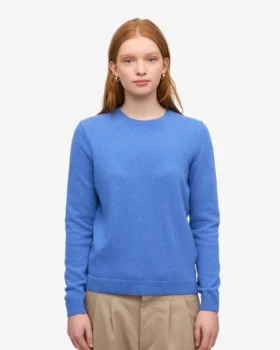 T-shirt à col rond en laine mérinos légère pour femme – Bleu Pacifique