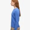 T-shirt à col rond en laine mérinos légère pour femme - Bleu Pacifique
