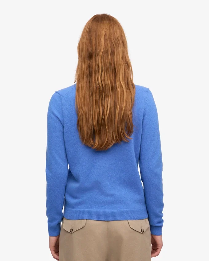 T-shirt à col rond en laine mérinos légère pour femme - Bleu Pacifique