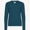 T-shirt à col rond en laine mérinos légère pour femme - Vert océan