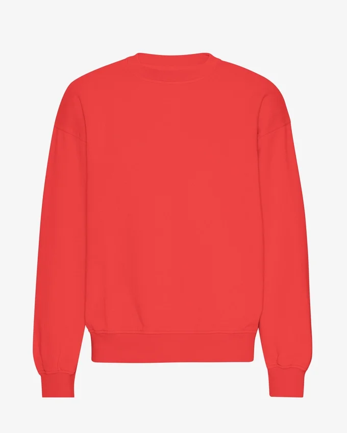 T-shirt à col rond oversize bio - Rouge mandarine
